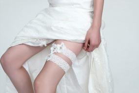img 3 attached to Leimandy Romantic Pearls Crystal Flowers Lace Wedding Garter Belts Bridal Garter Set P55