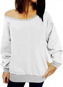 img 4 attached to Lymanchi Womens Off Shoulder Sweatshirts Long Sleeve Slouchy Sexy Casual Pullover Tops
