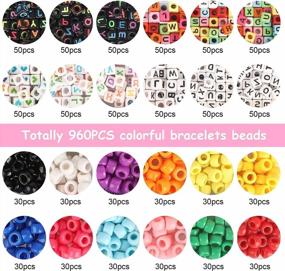 img 3 attached to Multicolor Jewelry Making Kit With 972 Pcs Alphabet Letter Pony Beads, Elastic Bracelet String, Ideal For DIY Crafts, Bracelets, Necklaces, And Keychains, Perfect For Women And Girls