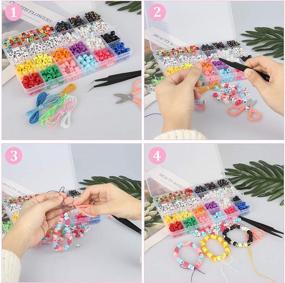 img 2 attached to Multicolor Jewelry Making Kit With 972 Pcs Alphabet Letter Pony Beads, Elastic Bracelet String, Ideal For DIY Crafts, Bracelets, Necklaces, And Keychains, Perfect For Women And Girls