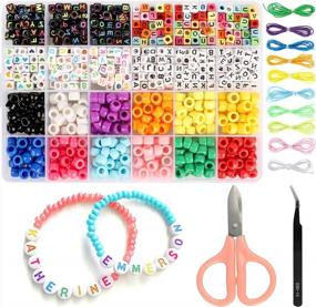 img 4 attached to Multicolor Jewelry Making Kit With 972 Pcs Alphabet Letter Pony Beads, Elastic Bracelet String, Ideal For DIY Crafts, Bracelets, Necklaces, And Keychains, Perfect For Women And Girls