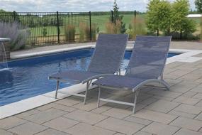 img 3 attached to Vivere CWTL2-NS 6 Position Aluminum Lounger With Wheel 2Pc Set - Navy Clearwater Design