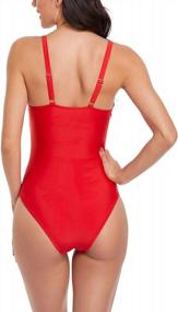 img 2 attached to Flattering Slimming Swimsuit For Women - Smismivo'S Tummy Control One Piece With Vintage Padded V-Neck And Ruched Design