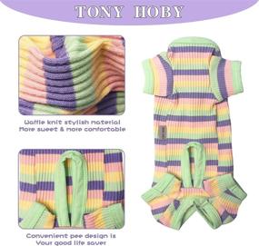 img 1 attached to 🐾 TONY HOBY Green and Yellow Striped Dog Pajamas for Small Medium Size Dogs - Knit Clothes with 4 Legs, Ideal for Boys (Size L)