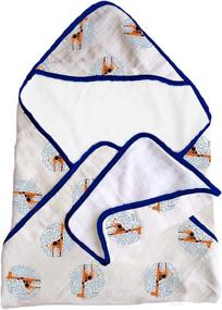 img 2 attached to Bear's Little Fish Hooded Towel and Washcloth Baby Bathtime Set - Premium 400GSM Cotton Towelling with a Bamboo Cotton Blended Muslin Layer (Giraffe)