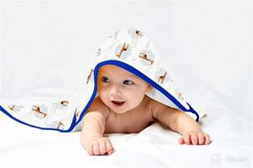 img 4 attached to Bear's Little Fish Hooded Towel and Washcloth Baby Bathtime Set - Premium 400GSM Cotton Towelling with a Bamboo Cotton Blended Muslin Layer (Giraffe)