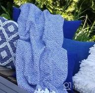 img 1 attached to Cozy Up With Americanflat'S 100% Cotton Throw Blanket For Couch- Perfect For All Seasons! Purple And White Diamond Pattern Adds A Touch Of Elegance To Your Indoor Or Outdoor Décor review by Crystal Wille