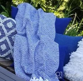 img 8 attached to Cozy Up With Americanflat'S 100% Cotton Throw Blanket For Couch- Perfect For All Seasons! Purple And White Diamond Pattern Adds A Touch Of Elegance To Your Indoor Or Outdoor Décor