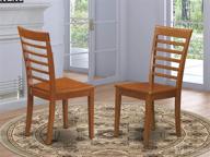 🪑 east west furniture milan dining chair set - wooden seat & saddle brown solid wood frame (set of 2) логотип