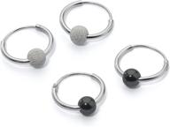 📿 silverline jewelry 925 sterling silver 2 pairs small 12mm endless infinity black & silver bead ball hoop earrings with enhanced seo logo