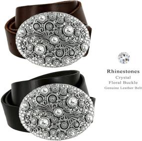 img 3 attached to Timeless Tranquility Swarovski Crystal Genuine Women's Accessories : Belts
