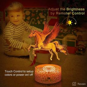 img 3 attached to 🦄 Kids Unicorn Night Light with Remote Control & Smart Touch | 7 Colors Changing Dimmable Unicorn Lamp | Cool Room Decor | Unicorn Bedside Lamp for Boys and Girls Bedroom