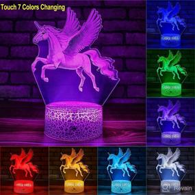 img 2 attached to 🦄 Kids Unicorn Night Light with Remote Control & Smart Touch | 7 Colors Changing Dimmable Unicorn Lamp | Cool Room Decor | Unicorn Bedside Lamp for Boys and Girls Bedroom