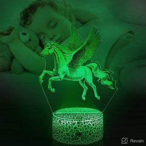 img 1 attached to 🦄 Kids Unicorn Night Light with Remote Control & Smart Touch | 7 Colors Changing Dimmable Unicorn Lamp | Cool Room Decor | Unicorn Bedside Lamp for Boys and Girls Bedroom