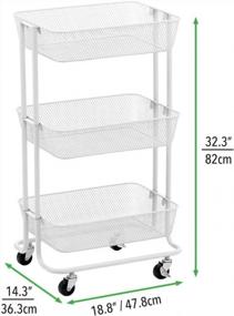 img 1 attached to Versatile 3-Tier Metal Storage Cart With Wheels For Home Organization - Ideal For Bathroom, Kitchen, Craft Room, Laundry Room, And Kids' Playroom - Sleek White Design By MDesign
