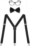 hde nerd costume set: suspenders, glasses & bow tie for men & women - perfect halloween outfit! logo