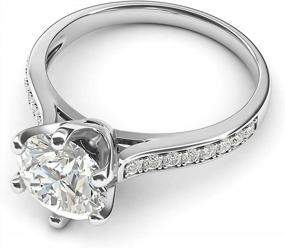 img 2 attached to Elegant Sterling Silver Engagement Ring With 2 Carat Simulated Diamond And Side Stones