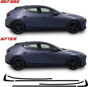 img 2 attached to Window Chrome Delete Precut Vinyl Wrap Overlay Kit, совместимый и подходящий для Mazda 3 Hatchback 2019-2021 — Chrome Dark Black Grey