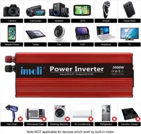 img 1 attached to Power Your Devices On The Go With Imoli 2000W Power Inverter: DC 12V To 110V AC Converter With USB Charging And 4000W Peak Capacity