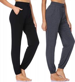 img 4 attached to ASIMOON Women'S High-Waist Jogging Pants With Pockets For Yoga, Running, And Lounge