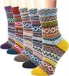5pack womens vintage wool crew socks - soft warm thick cold knit, multicolor, free size | yzkke logo