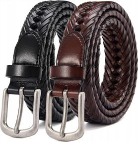 img 4 attached to 2 Pack Men'S Braided Leather Belts In Gift Set Box By CHAOREN - Versatile And Fashionable Accessory For Every Occasion