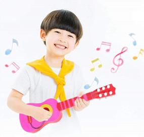 img 2 attached to Cute And Educational: Introducing The WEY&FLY Kids Toy Guitar With 6 Strings For Developing Baby Rhyme And Musical Skills