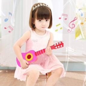 img 3 attached to Cute And Educational: Introducing The WEY&FLY Kids Toy Guitar With 6 Strings For Developing Baby Rhyme And Musical Skills