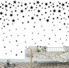 img 4 attached to 🌟 155-Piece Mix Star Wall Decals for Kids Room - Black, 1"-4" Sizes