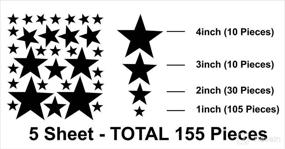 img 2 attached to 🌟 155-Piece Mix Star Wall Decals for Kids Room - Black, 1"-4" Sizes