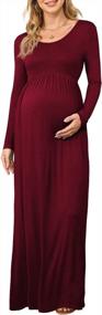 img 1 attached to Empire Waist Pregnancy Maxi Dress With Pockets - Xpenyo Maternity Casual Dress