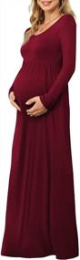 img 3 attached to Empire Waist Pregnancy Maxi Dress With Pockets - Xpenyo Maternity Casual Dress