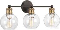 💡 3-light antique bronze coastal bath vanity light with clear glass - hansford collection logo