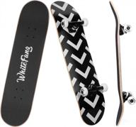 whitefang skateboards for beginners, complete skateboard 31 x 7.88, 7 layer canadian maple double kick concave standard and tricks skateboards for kids and beginners logo