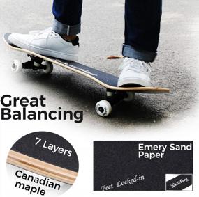 img 3 attached to WhiteFang Skateboards For Beginners, Complete Skateboard 31 X 7.88, 7 Layer Canadian Maple Double Kick Concave Standard And Tricks Skateboards For Kids And Beginners