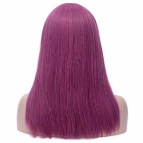 img 3 attached to Mal Long Purple Wig With Cap For Women & Girls - Perfect For Parties, Costumes, And Halloween - Mersi S037