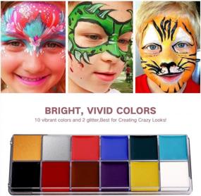 img 2 attached to 🎨 Professional 12-Color Face Body Paint Oil Kit with Brushes - Hypoallergenic and Non-Toxic Face Painting Kits for Halloween, Art Parties, Fancy Dress, and More