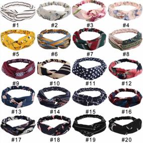 img 1 attached to 20-Pack Boho Floral Headbands, Exacoo Elastic Bandanas Hair Accessories For Women Criss Cross Hair Wrap Knotted Headbands