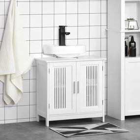 img 3 attached to Organize Your Bathroom With Kleankin'S Modern Under Sink Cabinet: Pedestal Cupboard With Adjustable Shelves In White