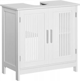 img 4 attached to Organize Your Bathroom With Kleankin'S Modern Under Sink Cabinet: Pedestal Cupboard With Adjustable Shelves In White