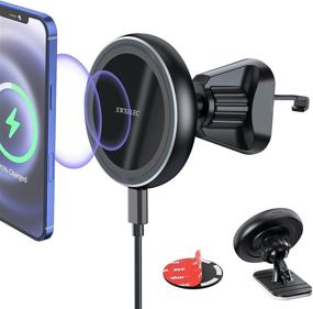 img 4 attached to 🔌 15W Magnetic Wireless Car Charger Mount - XWXELEC Hook Car Air Vent and Stick on Dashboard for Magsafe iPhone 13, 12, Pro, Pro Max, Mini - Fast Charging, Auto-Alignment, Strong Magnetic Car Phone Holder