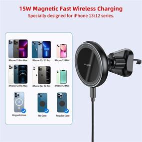 img 3 attached to 🔌 15W Magnetic Wireless Car Charger Mount - XWXELEC Hook Car Air Vent and Stick on Dashboard for Magsafe iPhone 13, 12, Pro, Pro Max, Mini - Fast Charging, Auto-Alignment, Strong Magnetic Car Phone Holder