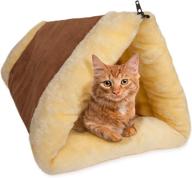 2-in-1 fleece tunnel tube cave cat bed - ideal for indoor cats and kittens, self-warming pet igloo with covered mat pad logo