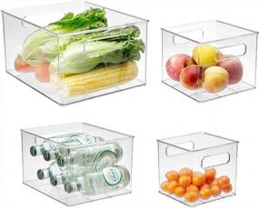 img 4 attached to Elabo Set Of 4 Kitchen Organization Pantry Storage Bins, Refrigerator Organizer Bins, Food Storage Organizer Bins With Handle For Kitchen Cabinet, Freezer, Fridge, Countertop, Clear Plastic BPA Free