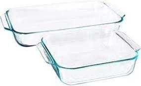img 1 attached to Pyrex Basics Clear Glass Baking Dishes - 2 Piece Value-Plus Pack for Versatile Cooking: 3 Quart Oblong & 2 Quart Square