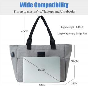 img 3 attached to 👜 Women's Large Laptop Tote Bag for Work, Fits 15.6''-17'' - Shoulder Bag with USB Port and Multiple Pockets - Ideal for Teachers