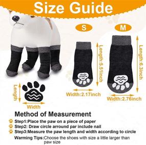 img 3 attached to 🧦 Premium Dark Color Medium Dog Socks & Slippers – 4 Sets, 16 Pieces Paw Protectors for Small & Medium Pets – Ideal for Indoor Wear