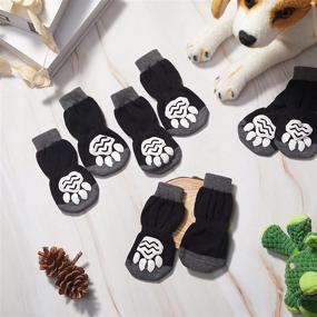 img 1 attached to 🧦 Premium Dark Color Medium Dog Socks & Slippers – 4 Sets, 16 Pieces Paw Protectors for Small & Medium Pets – Ideal for Indoor Wear