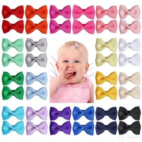 img 3 attached to INSRING Baby Girls Tiny Hair Clips: 40 Pieces, 20 Colors, Grosgrain Ribbon Hair Bows, Non-Slip Snap Barrettes for Babies & Toddlers