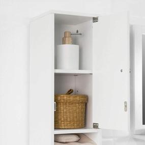 img 1 attached to White Bathroom Tall Cabinet With Drawer & Shelves - Haotian BZR34-W